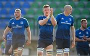 5 March 2022; Dan Leavy of Leinster, centre, applauds supporters after his side's victory in the United Rugby Championship match between Benetton and Leinster at Stadio di Monigo in Treviso, Italy. Photo by Harry Murphy/Sportsfile