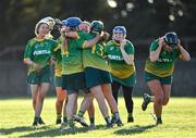 5 March 2022; Knockananna players celebrate after the 2021 AIB Junior Club Camogie B Championship Final match between Derrylaughan, Tyrone, and Knockananna, Wicklow, at O'Raghallaigh's GAA club in Drogheda, Louth. Photo by Piaras Ó Mídheach/Sportsfile