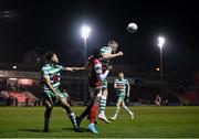 4 March 2022; Sean Hoare, right, and Roberto Lopes of Shamrock Rovers in action against Tunde Owolabi of St Patrick's Athletic during the SSE Airtricity League Premier Division match between St Patrick's Athletic and Shamrock Rovers at Richmond Park in Dublin. Photo by Stephen McCarthy/Sportsfile