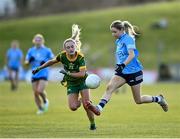 5 March 2022; Caoimhe O'Connor of Dublin in action against Megan Thynne of Meath during the Lidl Ladies Football National League Division 1 match between Meath and Dublin at Páirc Táilteann in Navan, Meath. Photo by David Fitzgerald/Sportsfile