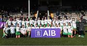 5 March 2022; The Derrylaughan squad before the 2021 AIB Junior Club Camogie B Championship Final match between Derrylaughan, Tyrone, and Knockananna, Wicklow, at O'Raghallaigh's GAA club in Drogheda, Louth. Photo by Piaras Ó Mídheach/Sportsfile