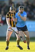 5 March 2022; Danny Sutcliffe of Dublin in action against Walter Walsh of Kilkenny during the Allianz Hurling League Division 1 Group B match between Dublin and Kilkenny at Parnell Park in Dublin. Photo by Stephen McCarthy/Sportsfile