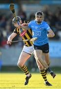 5 March 2022; Danny Sutcliffe of Dublin in action against Walter Walsh of Kilkenny during the Allianz Hurling League Division 1 Group B match between Dublin and Kilkenny at Parnell Park in Dublin. Photo by Stephen McCarthy/Sportsfile