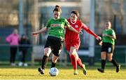 5 March 2022; Karen Duggan of Peamount United in action against Katie Melly of Sligo Rovers during the SSE Airtricity Women's National League match between Peamount United and Sligo Rovers at PRL Park in Greenogue, Dublin. Photo by Sam Barnes/Sportsfile