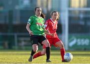 5 March 2022; Aine O'Gorman of Peamount United in action against Helen Monaghan of Sligo Rovers during the SSE Airtricity Women's National League match between Peamount United and Sligo Rovers at PRL Park in Greenogue, Dublin. Photo by Sam Barnes/Sportsfile