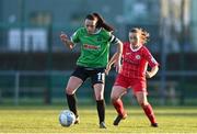 5 March 2022; Aine O'Gorman of Peamount United in action against Helen Monaghan of Sligo Rovers during the SSE Airtricity Women's National League match between Peamount United and Sligo Rovers at PRL Park in Greenogue, Dublin. Photo by Sam Barnes/Sportsfile