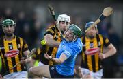 5 March 2022; Aidan Mellett of Dublin in action against Mikey Carey of Kilkenny during the Allianz Hurling League Division 1 Group B match between Dublin and Kilkenny at Parnell Park in Dublin. Photo by Stephen McCarthy/Sportsfile