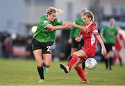 5 March 2022; Erin McLaughlin of Peamount United in action against Amy Hyndman of Sligo Rovers during the SSE Airtricity Women's National League match between Peamount United and Sligo Rovers at PRL Park in Greenogue, Dublin. Photo by Sam Barnes/Sportsfile