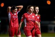 5 March 2022; Sligo Rovers players leave the field dejected after their defeat in the SSE Airtricity Women's National League match between Peamount United and Sligo Rovers at PRL Park in Greenogue, Dublin. Photo by Sam Barnes/Sportsfile