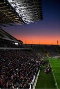 5 March 2022; Galway players and managment stand together to observe a minute's silence for the late Paul Shefflin, brother of Galway manager Henry Shefflin  before the Allianz Hurling League Division 1 Group A match between Cork and Galway at Páirc Uí Chaoimh in Cork. Photo by Eóin Noonan/Sportsfile