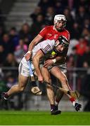 5 March 2022; Jack Hastings of Galway in action against Tim O’Mahony of Cork during the Allianz Hurling League Division 1 Group A match between Cork and Galway at Páirc Uí Chaoimh in Cork. Photo by Eóin Noonan/Sportsfile