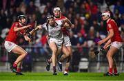 5 March 2022; Jack Hastings of Galway in action against Tim O’Mahony of Cork during the Allianz Hurling League Division 1 Group A match between Cork and Galway at Páirc Uí Chaoimh in Cork. Photo by Eóin Noonan/Sportsfile