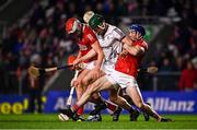 5 March 2022; Gavin Lee of Galway is tackled by Daire O’Leary, left, and Sean O’Donoghue of Cork during the Allianz Hurling League Division 1 Group A match between Cork and Galway at Páirc Uí Chaoimh in Cork. Photo by Eóin Noonan/Sportsfile