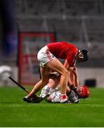 5 March 2022; Robert Downey of Cork tussles with Tom Monaghan of Galway during the Allianz Hurling League Division 1 Group A match between Cork and Galway at Páirc Uí Chaoimh in Cork. Photo by Eóin Noonan/Sportsfile