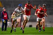 5 March 2022; Conor Cooney of Galway in action against Robert Downey of Cork during the Allianz Hurling League Division 1 Group A match between Cork and Galway at Páirc Uí Chaoimh in Cork. Photo by Eóin Noonan/Sportsfile