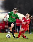 5 March 2022; Sadhbh Doyle of Peamount United in action against Helen Monaghan of Sligo Rovers during the SSE Airtricity Women's National League match between Peamount United and Sligo Rovers at PRL Park in Greenogue, Dublin. Photo by Sam Barnes/Sportsfile