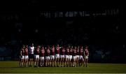 6 March 2022; Galway players observe a minute's silence for the late Paul Shefflin, brother of Galway hurling manager Henry Shefflin, before the Allianz Football League Division 2 match between Galway and Offaly at Pearse Stadium in Galway. Photo by Seb Daly/Sportsfile