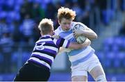 6 March 2022; Hugh Cooney of Blackrock College in action against Matthew Vaughan of Terenure College during the Bank of Ireland Leinster Schools Senior Cup 2nd Round match between Blackrock College and Terenure College at Energia Park in Dublin. Photo by Daire Brennan/Sportsfile