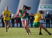 6 March 2022; Sinead Walsh of Mayo in action against Tara Hegarty of Donegal during the Lidl Ladies Football National League Division Division 1A, Round 3 match between Mayo and Donegal at Connacht GAA Centre of Excellence in Bekan, Mayo. Photo by Sam Barnes/Sportsfile