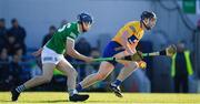 6 March 2022; Tony Kelly of Clare is tackled by David Reidy of Limerick during the Allianz Hurling League Division 1 Group A match between Clare and Limerick at Cusack Park in Ennis, Clare. Photo by Ray McManus/Sportsfile