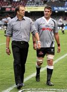 19 February 2011; Natal Sharks head coach John Plumtree with Steven Sykes ahead of their side's Super 15 clash with Cheetahs. Durban, South Africa. Picture credit; Howard Cleland / SPORTSFILE
