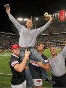 30 October 2010; Natal Sharks head coach John Plumtree celebrates his side's Currie Cup victory over Western Province. Absa Stadium, Durban, South Africa. Picture credit; Howard Cleland / SPORTSFILE