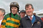 31 July 2013; Jockey Tony McCoy and owner JP McManus in the winners enclosure after victory in the www.thetote.com Galway Plate with Carlingford Lough. Galway Racing Festival, Ballybrit, Co. Galway. Picture credit: Barry Cregg / SPORTSFILE