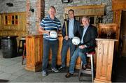 1 August 2013; Former Ireland rugby international Mick Galwey and soccer international Ray Houghton with Justin Healy, centre, Brand Manager, Ulster Bank, Killarney, in advance of the live broadcast of Ireland’s most popular sports radio show ‘Off the Ball’ at McSorleys Killarney, on Thursday 1st August. The 'Off The Ball Roadshow with Ulster Bank’, which kicked off in Donegal, will also visit Mayo, Cork and Dublin, to give GAA fans the opportunity to experience the multi award-winning show, where they will broadcast live from GAA haunts and clubs across the country. As part of the summer-long roadshow, Ulster Bank is also searching for Ireland’s ‘Best GAA Fan’. GAA super-fans are being invited to log on to ulsterbank.com/GAA to submit their most passionate and dedicated stories, pictures and videos that demonstrate the lengths they go to in supporting their county. There will be weekly prizes and Ireland’s Best GAA Fan will be chosen to win €5,000 towards a home make-over and a trip to the GAA All-Ireland Senior Football Final. McSorleys, Killarney, Co. Kerry. Picture credit: Brendan Moran / SPORTSFILE