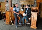 1 August 2013; Former Ireland rugby international Mick Galwey and soccer international Ray Houghton in advance of the live broadcast of Ireland’s most popular sports radio show ‘Off the Ball’ at McSorleys Killarney, on Thursday 1st August. The 'Off The Ball Roadshow with Ulster Bank’, which kicked off in Donegal, will also visit Mayo, Cork and Dublin, to give GAA fans the opportunity to experience the multi award-winning show, where they will broadcast live from GAA haunts and clubs across the country. As part of the summer-long roadshow, Ulster Bank is also searching for Ireland’s ‘Best GAA Fan’. GAA super-fans are being invited to log on to ulsterbank.com/GAA to submit their most passionate and dedicated stories, pictures and videos that demonstrate the lengths they go to in supporting their county. There will be weekly prizes and Ireland’s Best GAA Fan will be chosen to win €5,000 towards a home make-over and a trip to the GAA All-Ireland Senior Football Final. McSorleys, Killarney, Co. Kerry. Picture credit: Brendan Moran / SPORTSFILE