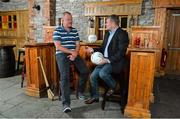 1 August 2013; Former Ireland rugby international Mick Galwey and soccer international Ray Houghton in advance of the live broadcast of Ireland’s most popular sports radio show ‘Off the Ball’ at McSorleys Killarney, on Thursday 1st August. The 'Off The Ball Roadshow with Ulster Bank’, which kicked off in Donegal, will also visit Mayo, Cork and Dublin, to give GAA fans the opportunity to experience the multi award-winning show, where they will broadcast live from GAA haunts and clubs across the country. As part of the summer-long roadshow, Ulster Bank is also searching for Ireland’s ‘Best GAA Fan’. GAA super-fans are being invited to log on to ulsterbank.com/GAA to submit their most passionate and dedicated stories, pictures and videos that demonstrate the lengths they go to in supporting their county. There will be weekly prizes and Ireland’s Best GAA Fan will be chosen to win €5,000 towards a home make-over and a trip to the GAA All-Ireland Senior Football Final. McSorleys, Killarney, Co. Kerry. Picture credit: Brendan Moran / SPORTSFILE