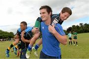 1 August 2013; Leinster's Tom Daly carries George Morgan, from Terenure, Dublin, and Adam Byrne carries Karl Byrne, from Rathfarnham, Dublin, during the Leinster School of Excellence. The King's Hospital, Palmerstown, Dublin. Picture credit: Matt Browne / SPORTSFILE