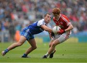 3 August 2013; Peter Harte, Tyrone, in action against Padraig Donaghy, Monaghan. GAA Football All-Ireland Senior Championship, Quarter-Final, Monaghan v Tyrone, Croke Park, Dublin. Picture credit: Oliver McVeigh / SPORTSFILE