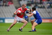 3 August 2013; Stephen O'Neill, Tyrone, is tackled by Drew Wylie, Monaghan. GAA Football All-Ireland Senior Championship, Quarter-Final, Monaghan v Tyrone, Croke Park, Dublin. Picture credit: Ray McManus / SPORTSFILE