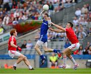 3 August 2013; Conor McManus,  Monaghan, in action against Peter Harte, left, and Cathal McCarron, Tyrone. GAA Football All-Ireland Senior Championship, Quarter-Final, Monaghan v Tyrone, Croke Park, Dublin. Picture credit: Ray McManus / SPORTSFILE