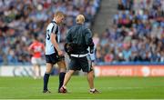 3 August 2013; Dublin's Paul Mannion leaves the pitch with an injury during the second half. GAA Football All-Ireland Senior Championship, Quarter-Final, Dublin v Cork, Croke Park, Dublin. Picture credit: Stephen McCarthy / SPORTSFILE