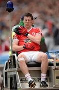 3 August 2013; Tyrone's Patrick McNiece leaves the pitch with an injury. GAA Football All-Ireland Senior Championship, Quarter-Final, Monaghan v Tyrone, Croke Park, Dublin. Picture credit: Stephen McCarthy / SPORTSFILE