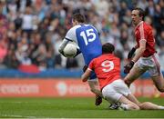 3 August 2013; Conor McManus, Monaghan, is tackled by Sean Cavanagh, Tyrone. GAA Football All-Ireland Senior Championship, Quarter-Final, Monaghan v Tyrone, Croke Park, Dublin. Picture credit: Oliver McVeigh / SPORTSFILE