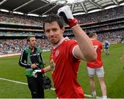 3 August 2013; Matthew Donnelly, Tyrone, celebrates his side's victory. GAA Football All-Ireland Senior Championship, Quarter-Final, Monaghan v Tyrone, Croke Park, Dublin. Picture credit: Oliver McVeigh / SPORTSFILE