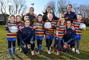 11 March 2022; In attendance at Scoil Uí Chonaill GAA Club in Dublin, to mark the launch of the 2022 Glenveagh Homes Gaelic4Girls programme are programme ambassadors Laurie Ryan of Clare, Aimee Mackin of Armagh, Emma Duggan of Meath, and Jennifer Higgins of Roscommon, with Annette McGarry, Community Engagement Manager, Glenveagh Homes, and players from Scoil Ui Chonaill GAA Club, including, Fionnuala Curtin, Grace Murphy McConnell, Zoe Minogue, Layla Sweeney, Amelia Ragusa, Sarah Ní Dhonnagáin, Fiadh Darcy. Leading Irish home-builder, Glenveagh Homes, are proud sponsors of the Ladies Gaelic Football Association's Gaelic4Girls programme, which will benefit 35 clubs from Ireland and Britain. Gaelic4Girls is a10-week programme incorporating coaching sessions with fun non-competitive blitzes aimed at increasing participation in Ladies Gaelic Football. The programme targets girls aged between 8-12 years who are not currently registered with a Ladies Gaelic Football club. Photo by Seb Daly/Sportsfile