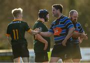 6 March 2022; Cian Connolly of Wexford Wanderers shakes hands with Charles Gallen of Boyne after the Bank of Ireland Leinster Rugby Provincial Towns Cup 1st Round match between Wexford Wanderers RFC and Boyne RFC at Wexford Wanderers RFC in Wexford. Photo by Harry Murphy/Sportsfile