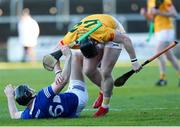 6 March 2022; PJ Scully of Laois and Ryan McCambridge of Antrim tussle with each other during the Allianz Hurling League Division 1 Group B match between Laois and Antrim at MW Hire O'Moore Park in Portlaoise, Laois. Photo by Michael P Ryan/Sportsfile