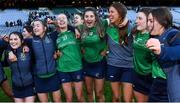 6 March 2022; Sarsfields players celebrate after their side's victory in the 2021 AIB All-Ireland Senior Camogie Club Championship Final between Oulart the Ballagh, Wexford, and Sarsfields, Galway, at Croke Park in Dublin. Photo by Piaras Ó Mídheach/Sportsfile