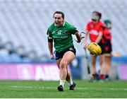 6 March 2022; Siobhán McGrath of Sarsfields celebrates after her side's victory in the 2021 AIB All-Ireland Senior Camogie Club Championship Final between Oulart the Ballagh, Wexford, and Sarsfields, Galway, at Croke Park in Dublin.  Photo by Piaras Ó Mídheach/Sportsfile