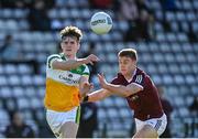 6 March 2022; Cathal Donoghue of Offaly in action against Dylan McHugh of Galway during the Allianz Football League Division 2 match between Galway and Offaly at Pearse Stadium in Galway. Photo by Seb Daly/Sportsfile