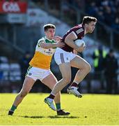 6 March 2022; Damien Comer of Galway in action against Cathal Mangan of Offaly during the Allianz Football League Division 2 match between Galway and Offaly at Pearse Stadium in Galway. Photo by Seb Daly/Sportsfile