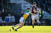 6 March 2022; Johnny Heaney of Galway in action against Declan Hogan of Offaly during the Allianz Football League Division 2 match between Galway and Offaly at Pearse Stadium in Galway. Photo by Seb Daly/Sportsfile