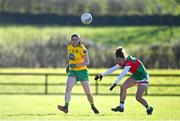 6 March 2022; Katy Herron of Donegal in action against Kathryn Sullivan of Mayo during the Lidl Ladies Football National League Division Division 1A, Round 3 match between Mayo and Donegal at Connacht GAA Centre of Excellence in Bekan, Mayo. Photo by Sam Barnes/Sportsfile