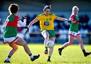 6 March 2022; Katy Herron of Donegal in action against Kathryn Sullivan of Mayo, left, during the Lidl Ladies Football National League Division Division 1A, Round 3 match between Mayo and Donegal at Connacht GAA Centre of Excellence in Bekan, Mayo. Photo by Sam Barnes/Sportsfile