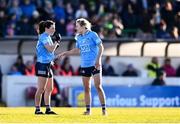 5 March 2022; Lyndsey Davey, left, and Nicole Owens of Dublin during the Lidl Ladies Football National League Division 1 match between Meath and Dublin at Páirc Táilteann in Navan, Meath. Photo by David Fitzgerald/Sportsfile