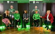 8 March 2022; Chief commercial officer at Sky Ireland Orlaith Ryan, centre, with from left, former WNT player Emma Byrne, Republic of Ireland women’s national team player Saoirse Noonan, Republic of Ireland women’s national team manager Vera Pauw and former WNT player Paula Gorhamat the launch of ‘Sky WNT Fund’ to support Women’s National Team players off the pitch. The ‘Sky WNT Fund’ will award a minimum of €25,000 this year, to assist five Women’s National Team players with their academic studies and career development off the pitch. The announcement coincided with Sky’s International Women’s Day event held at The Alex Hotel, Dublin. Photo by Brendan Moran/Sportsfile
